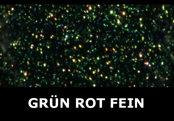 Transparent glitter, green / red - fine 100 g