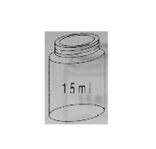 Glasbecher 15 ml. mit Kunststoffdeckel